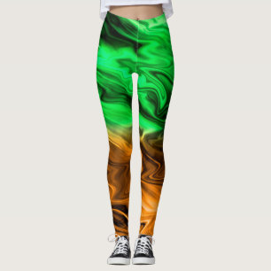 Leggings Patrón de manchas borrosas abstractas en verde nar