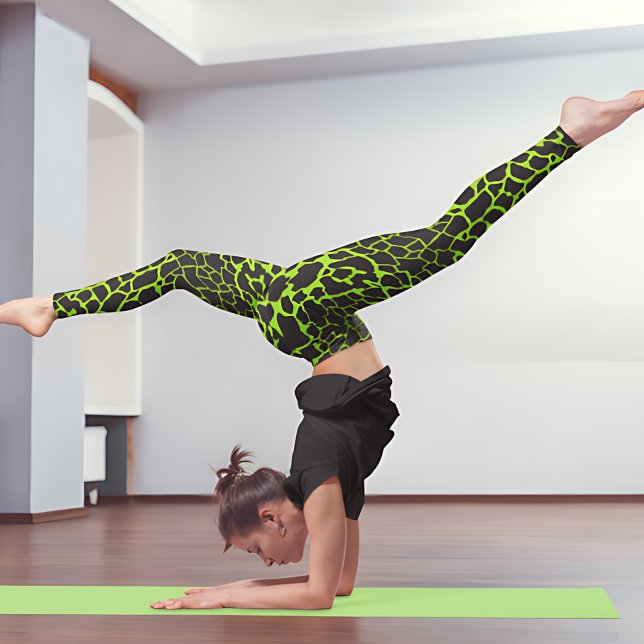 Leggings Patrón de manchas de jirafa verde neón (Subido por el creador)