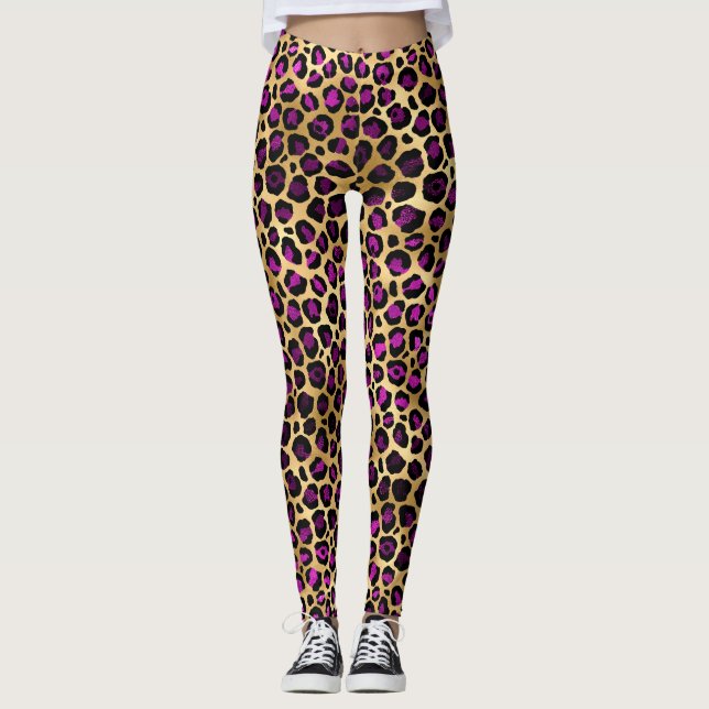 Leggings Patrón de manchas de leopardo de papel de aluminio (Anverso)
