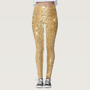 Leggings Patrón de manchas de leopardo salvaje con brillo d