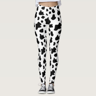 Leggings Patrón de manchas vacas divertidas, ropa de tema 