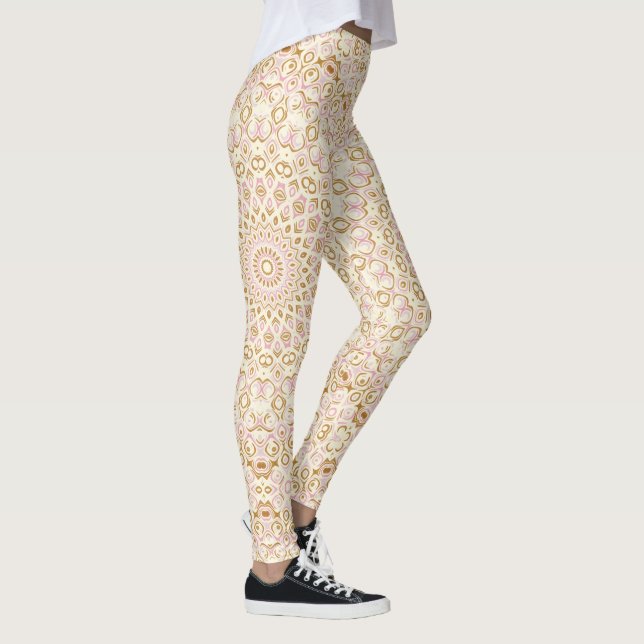 Leggings Patrón de Mandala Abstracto Rosa Dorado (Derecha)