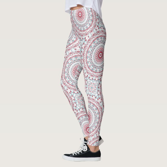 Leggings Patrón de Mandala Acuático y Carmesí (Izquierda)
