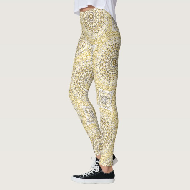 Leggings Patrón de Mandala amarillo dorado (Izquierda)
