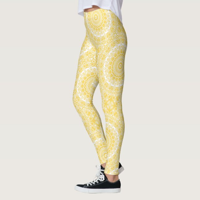 Leggings Patrón de Mandala Amarillo Mostaza (Izquierda)
