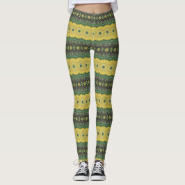 Leggings Patrón de Mandala amarillo y verde Kaleidoscopio
