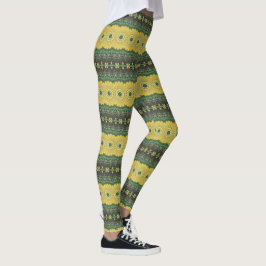 Leggings Patrón de Mandala amarillo y verde Kaleidoscopio