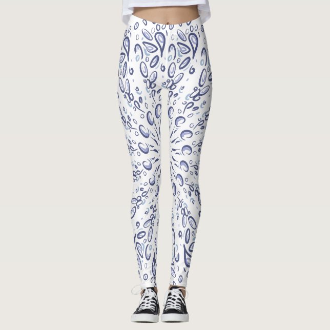 Leggings Patrón de mandala azul (Anverso)