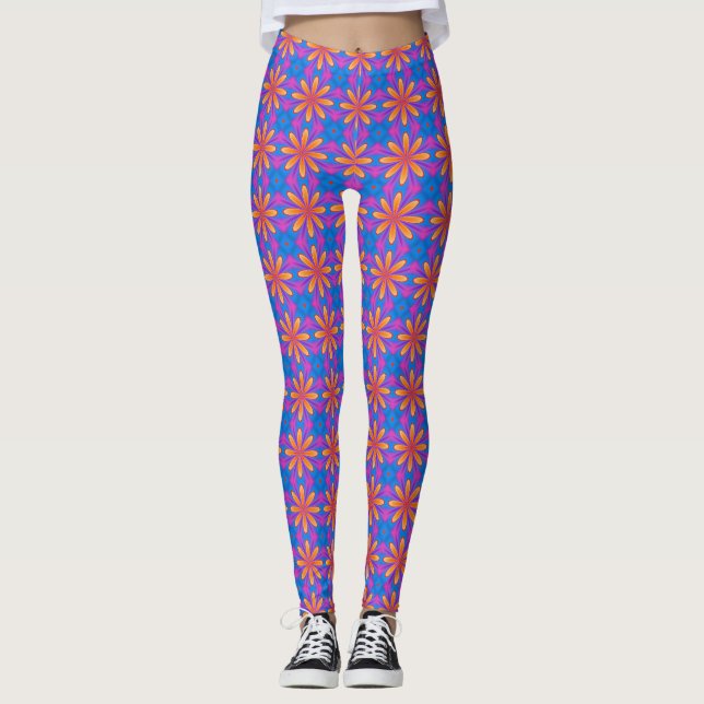 Leggings Patrón de Mandala azul y Naranja - 8.30.22 (Anverso)