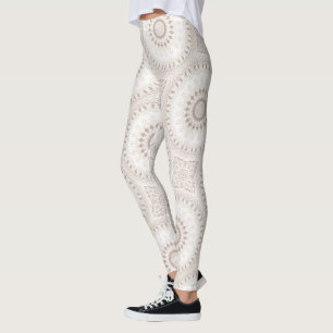 Leggings Patrón de Mandala Beige y Crema
