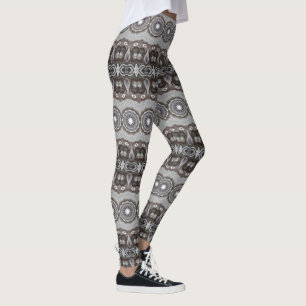 Leggings Patrón de Mandala de Caleidoscopio Marrón y Platea