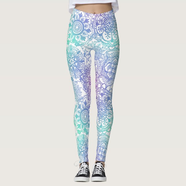 Leggings Patrón de Mandala del Pastel Ombre Boho (Anverso)