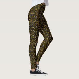 Leggings Patrón de Mandala Dorado con Simetría Radiante