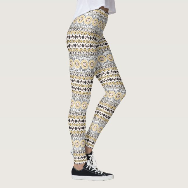 Leggings Patrón de Mandala Dorado y Carbón (Derecha)