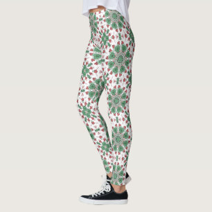 Leggings Patrón de Mandala Floral Verde Vintage