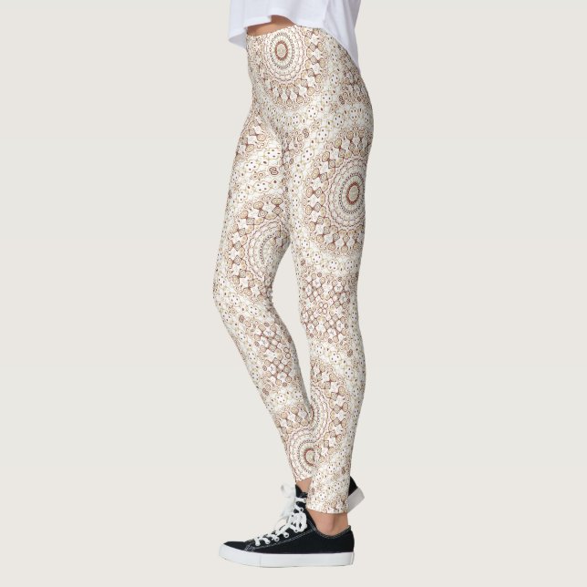 Leggings Patrón de Mandala Geométrico de Tonos Terrosos (Izquierda)