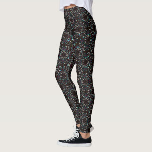 Leggings Patrón de Mandala Glow Glow de Oro Azul