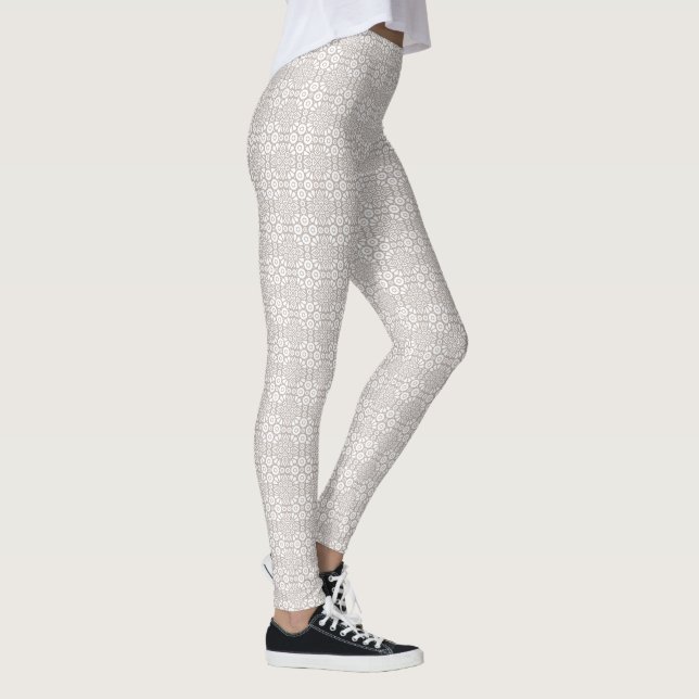 Leggings Patrón de Mandala gris y blanco (Derecha)