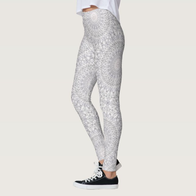 Leggings Patrón de Mandala Gris y Lila (Izquierda)