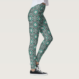 Leggings Patrón de mandala islámico antiguo verde