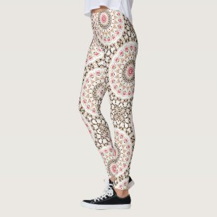 Leggings Patrón de Mandala Marrón y Rosa Claro