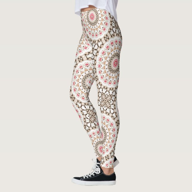 Leggings Patrón de Mandala Marrón y Rosa Claro (Izquierda)