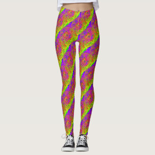 Leggings patrón de mandala púrpura rayado diagonal amarillo