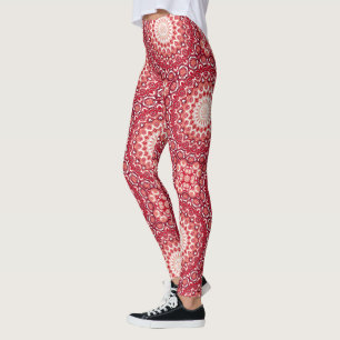 Leggings Patrón de Mandala Rojo en Gradiente Ígneo