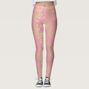 Leggings Patrón de Mandala rosa claro y dorado