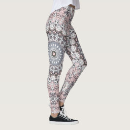 Leggings Patrón de Mandala Rosa Gris y Blanco