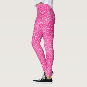 Leggings Patrón de Mandala Rosa Intenso y Vibrante