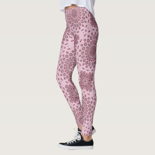 Leggings Patrón de Mandala Rosa Sonrojado y Burdeos