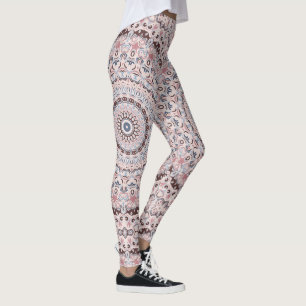 Leggings Patrón de mandala rosa y azul boho