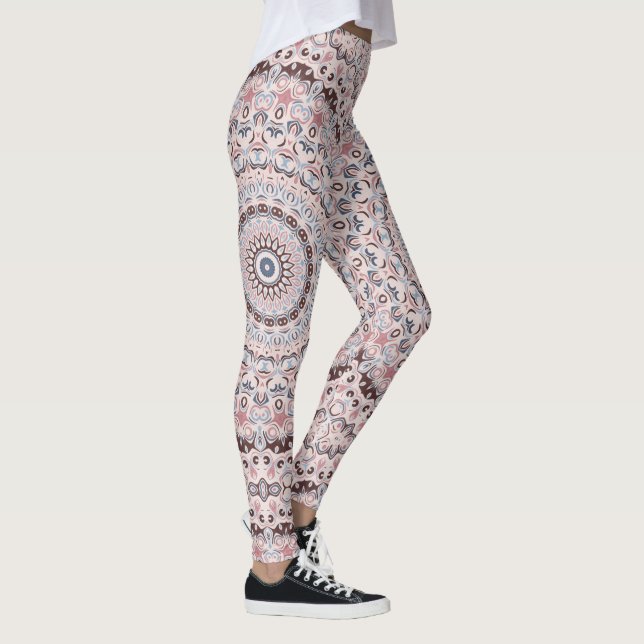 Leggings Patrón de mandala rosa y azul boho (Derecha)