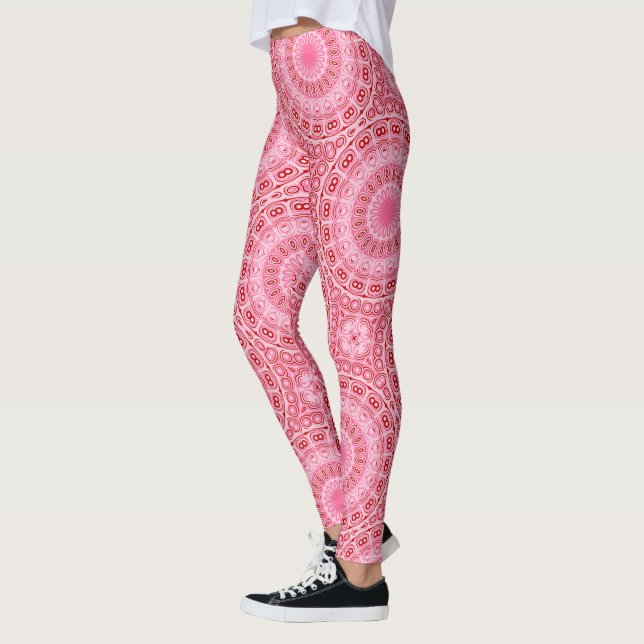Leggings Patrón de Mandala rosa y Crimson (Izquierda)
