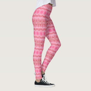 Leggings Patrón de Mandala rosa y Crimson