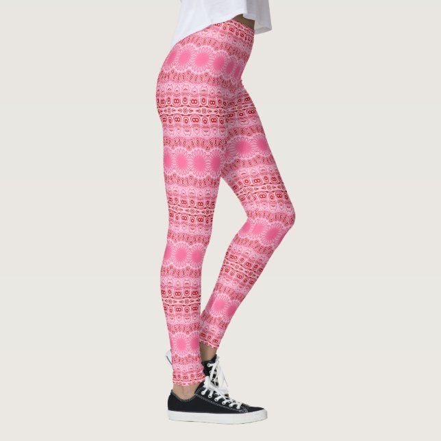 Leggings Patrón de Mandala rosa y Crimson (Derecha)