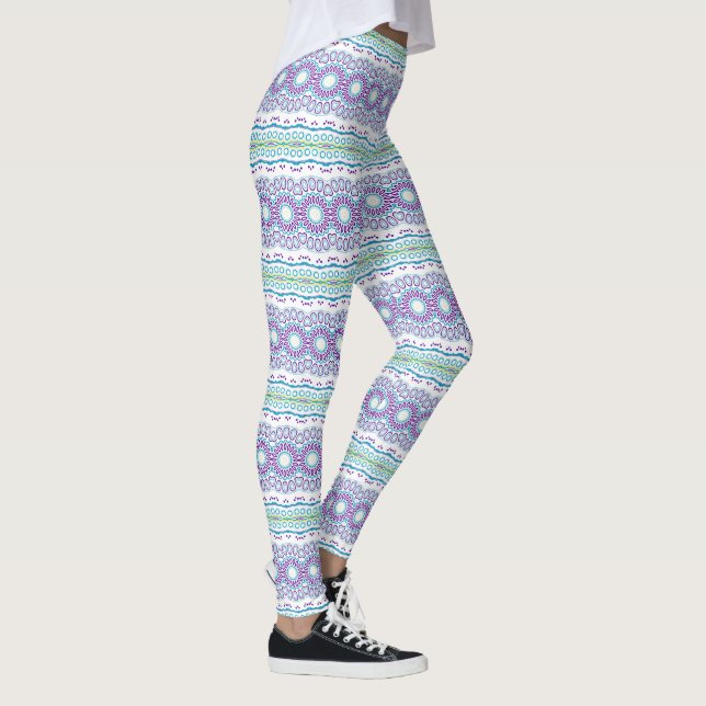 Leggings Patrón de Mandala verde azulada y violeta (Derecha)