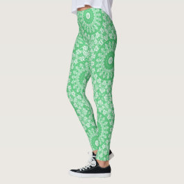 Leggings Patrón de Mandala verde esmeralda