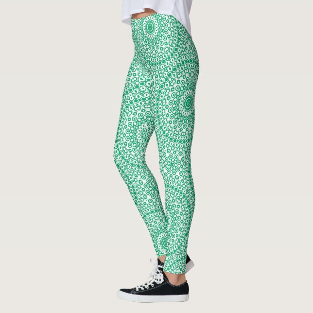Leggings Patrón de Mandala Verde Jade (Izquierda)