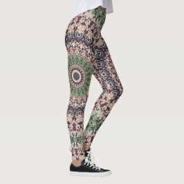 Leggings Patrón de Mandala Verde y Marrón Tonos de Tierra