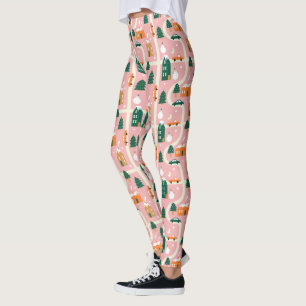 Leggings Patrón de mapa de vacaciones de la ciudad de navid