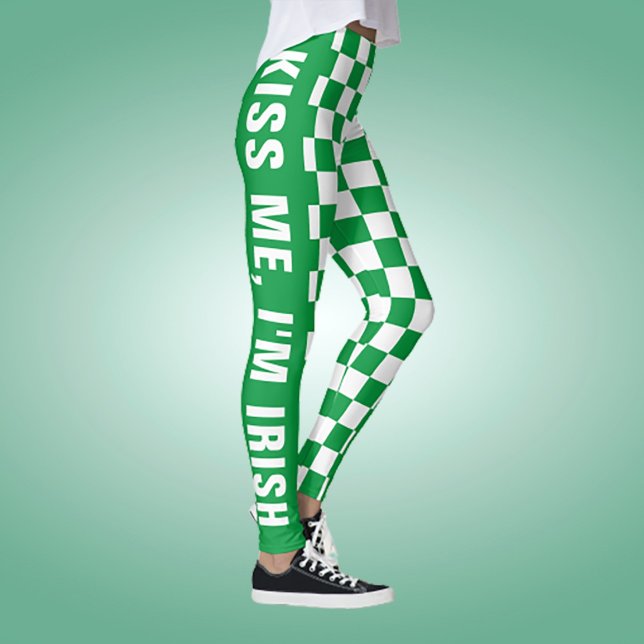 Leggings Patrón de marca de verificación verde y blanco de  (Subido por el creador)