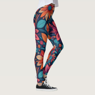 Leggings Patrón de margarita africano fresco y vibrante
