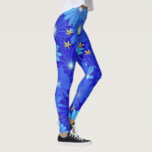 Leggings Patrón de margarita azul de bonito