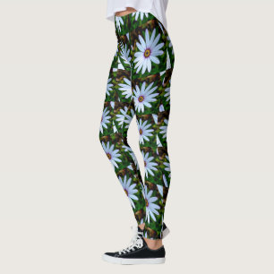 Leggings Patrón de margarita blanca