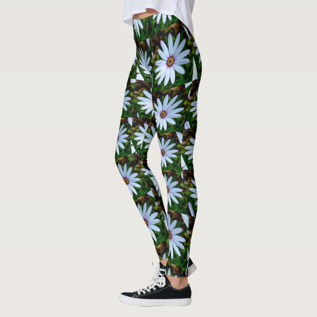 Leggings Patrón de margarita blanca (Izquierda)