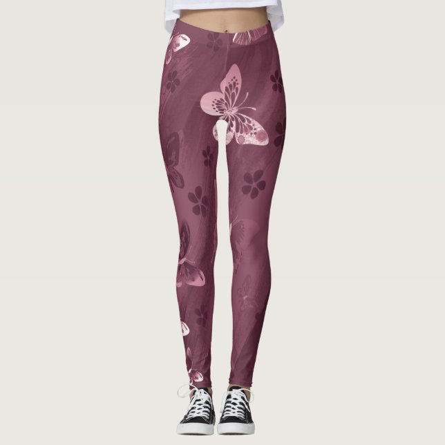 Leggings Patrón de mariposa 16 (Anverso)