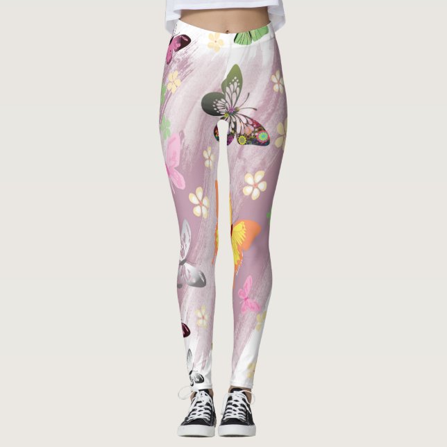 Leggings Patrón de mariposa 7 (Anverso)
