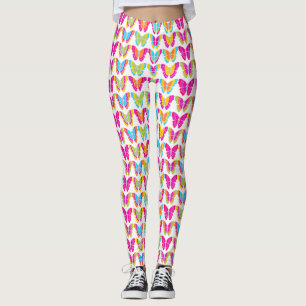 Leggings Patrón de mariposa arco iris crudo